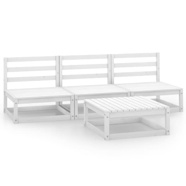 vidaXL Hagesofagruppe 4 deler hvit heltre furu