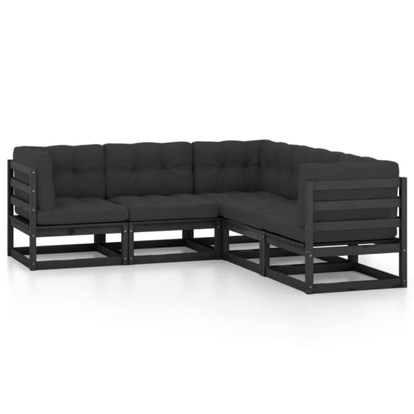 vidaXL Hagesofagruppe med puter 5 deler heltre furu