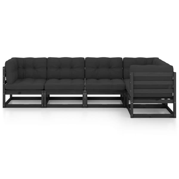vidaXL Hagesofagruppe med puter 5 deler heltre furu
