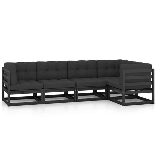 vidaXL Hagesofagruppe med puter 5 deler heltre furu