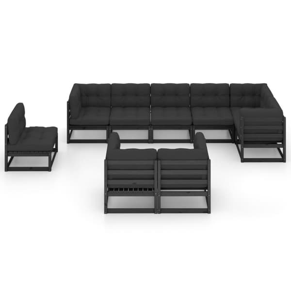vidaXL Hagesofagruppe med puter 9 deler heltre furu