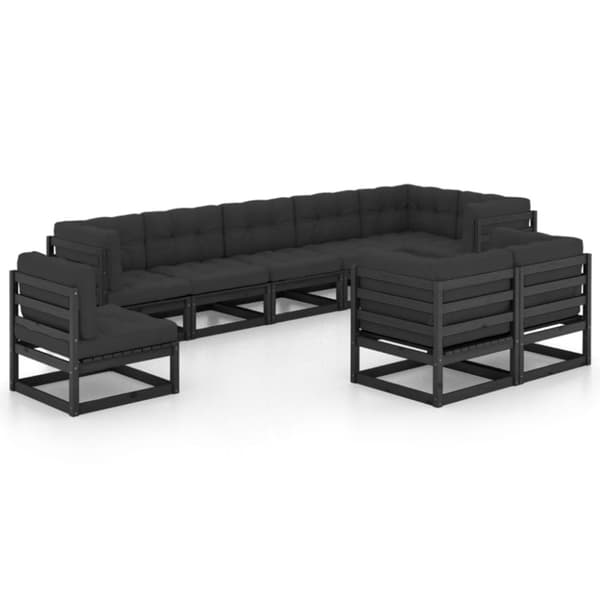 vidaXL Hagesofagruppe med puter 9 deler heltre furu