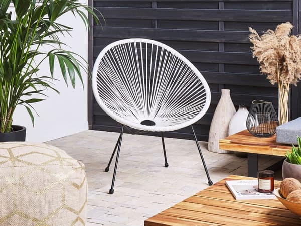 Balkongset Vit Konstrotting Bord och 2 Stolar 3 Delar Modern