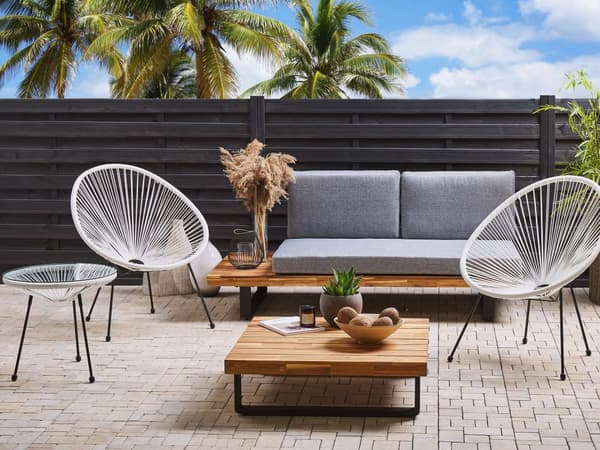 Balkongset Vit Konstrotting Bord och 2 Stolar 3 Delar Modern