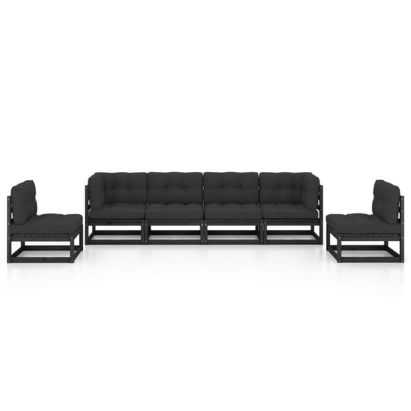vidaXL Hagesofagruppe med puter 6 deler heltre furu