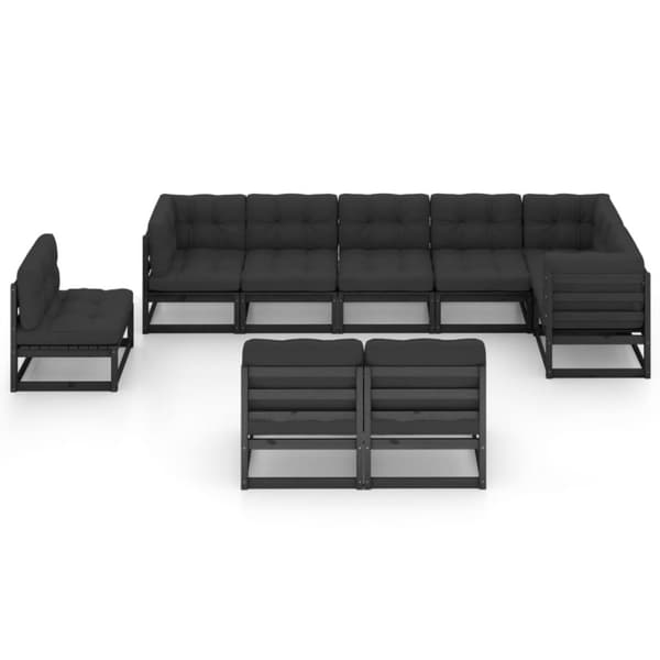 vidaXL Hagesofagruppe med puter 9 deler heltre furu