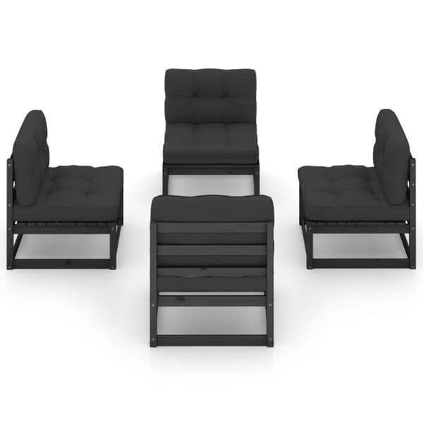 vidaXL Hagesofagruppe med puter 4 deler heltre furu