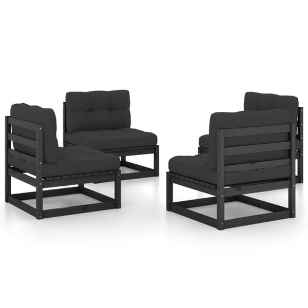 vidaXL Hagesofagruppe med puter 4 deler heltre furu