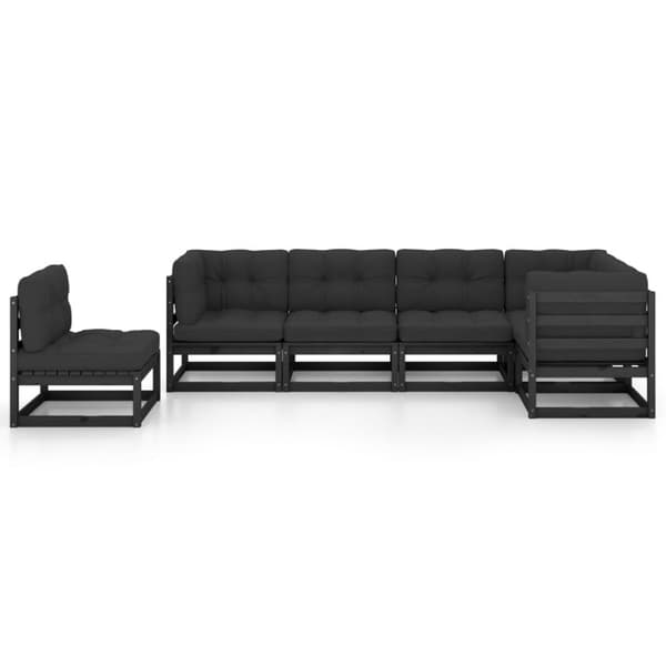 vidaXL Hagesofagruppe med puter 6 deler heltre furu