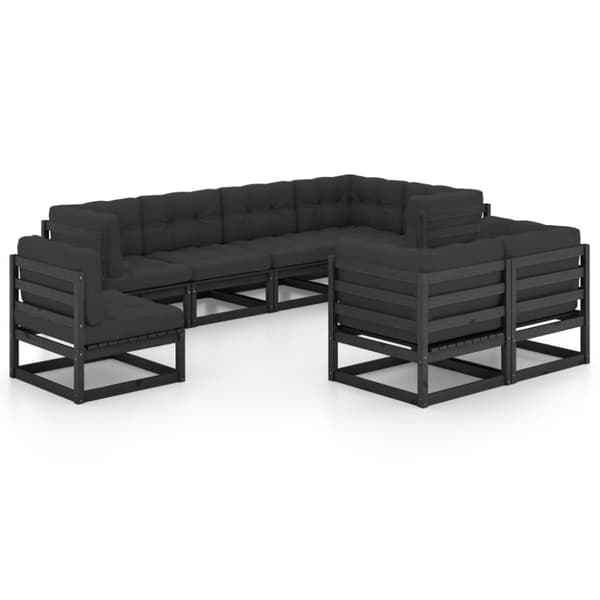 vidaXL Hagesofagruppe med puter 8 deler heltre furu