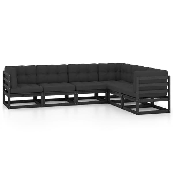 vidaXL Hagesofagruppe med puter 6 deler heltre furu