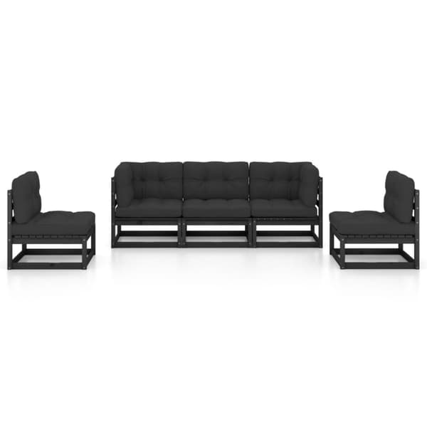 vidaXL Hagesofagruppe med puter 5 deler heltre furu