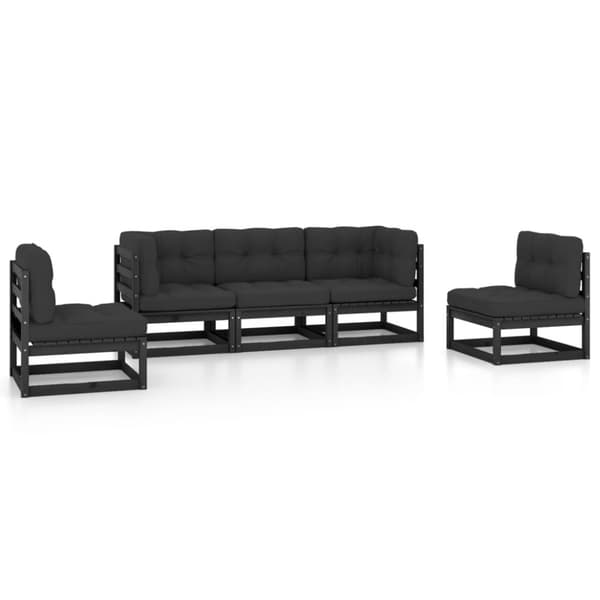 vidaXL Hagesofagruppe med puter 5 deler heltre furu