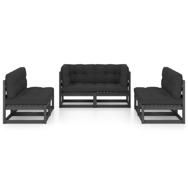 vidaXL Hagesofagruppe med puter 6 deler heltre furu