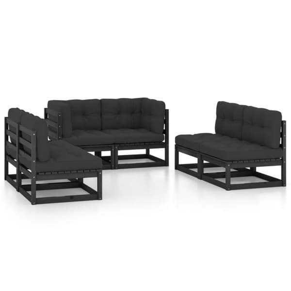 vidaXL Hagesofagruppe med puter 6 deler heltre furu