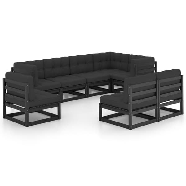 vidaXL Hagesofagruppe med puter 8 deler heltre furu