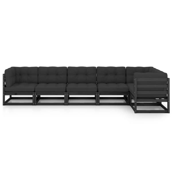 vidaXL Hagesofagruppe med puter 6 deler heltre furu
