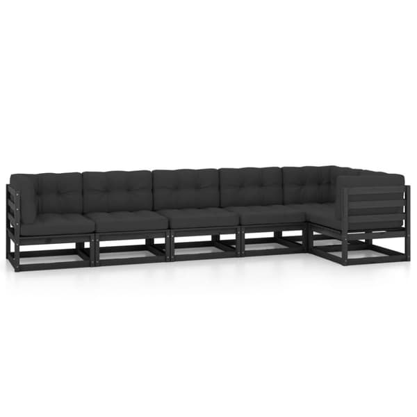 vidaXL Hagesofagruppe med puter 6 deler heltre furu