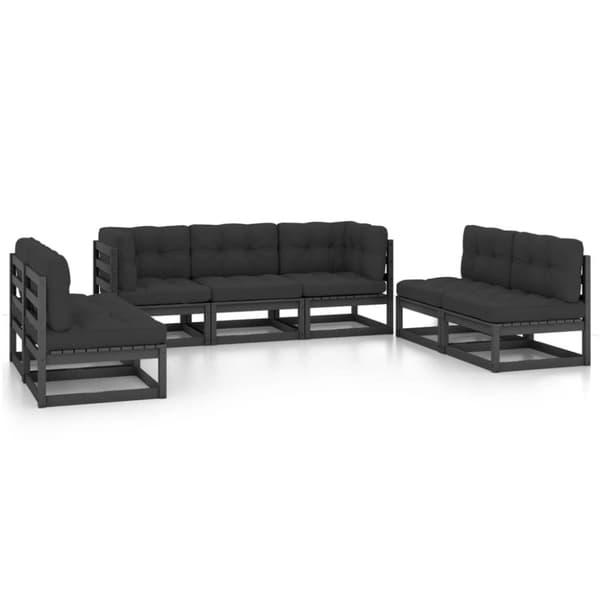 vidaXL Hagesofagruppe med puter 7 deler heltre furu
