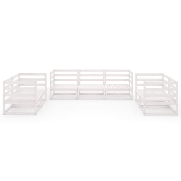 vidaXL Hagesofagruppe 7 deler hvit heltre furu