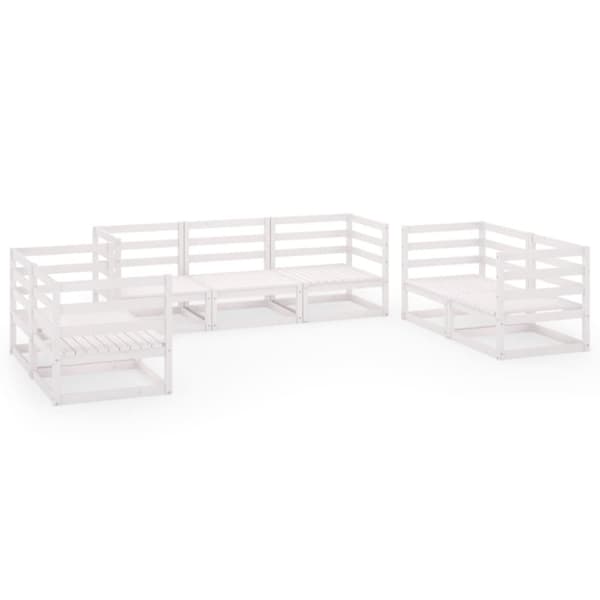vidaXL Hagesofagruppe 7 deler hvit heltre furu