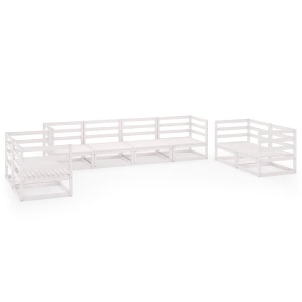 vidaXL Hagesofagruppe 8 deler hvit heltre furu
