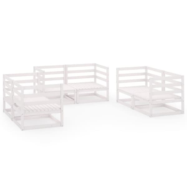 vidaXL Hagesofagruppe 6 deler hvit heltre furu