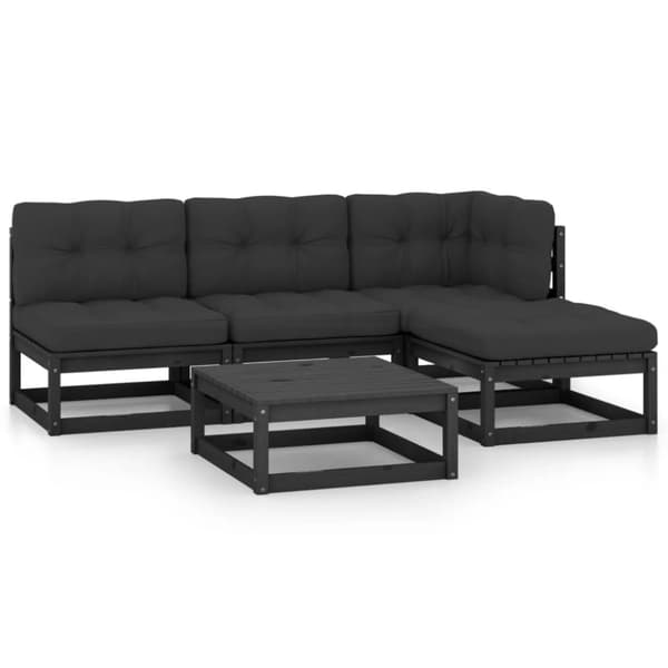 vidaXL Hagesofagruppe med puter 5 deler heltre furu