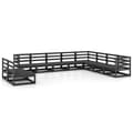 Miniatyrbilde 2 av 9: vidaXL Hagesofagruppe 10 deler svart heltre furu