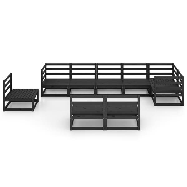 vidaXL Hagesofagruppe 9 deler svart heltre furu