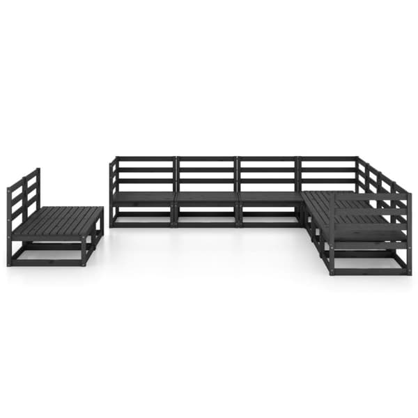 vidaXL Hagesofagruppe 9 deler svart heltre furu