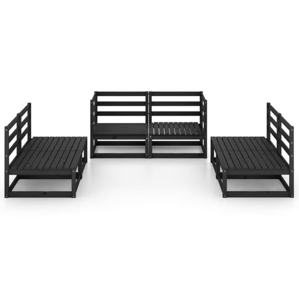vidaXL Hagesofagruppe 6 deler svart heltre furu