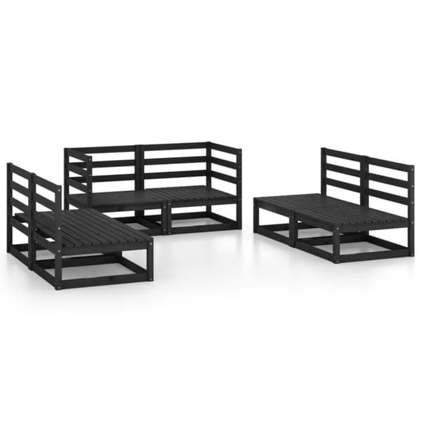 vidaXL Hagesofagruppe 6 deler svart heltre furu