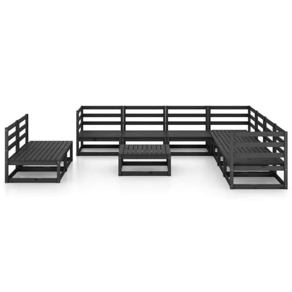 vidaXL Hagesofagruppe 10 deler svart heltre furu