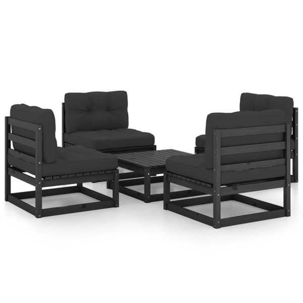 vidaXL Hagesofagruppe med puter 5 deler heltre furu