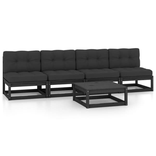 vidaXL Hagesofagruppe med puter 5 deler heltre furu