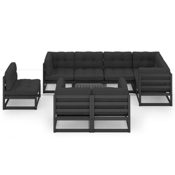 vidaXL Hagesofagruppe med puter 9 deler heltre furu