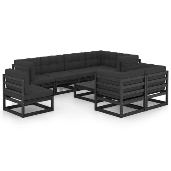 vidaXL Hagesofagruppe med puter 9 deler heltre furu