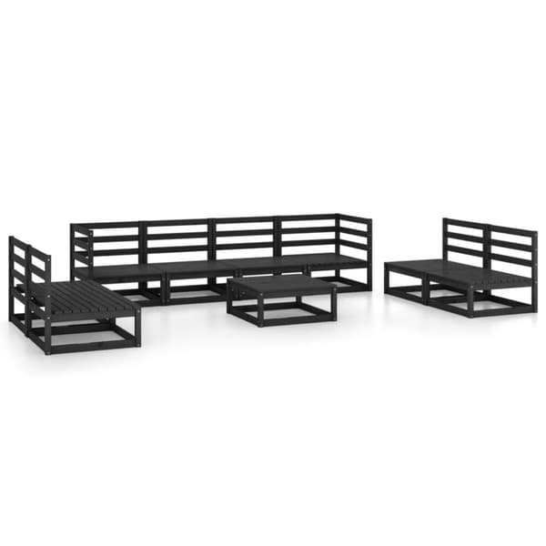 vidaXL Hagesofagruppe 9 deler svart heltre furu