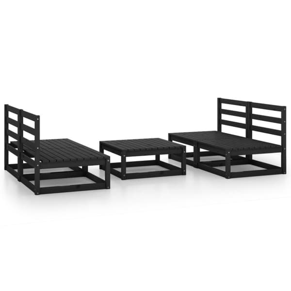 vidaXL Hagesofagruppe 5 deler svart heltre furu
