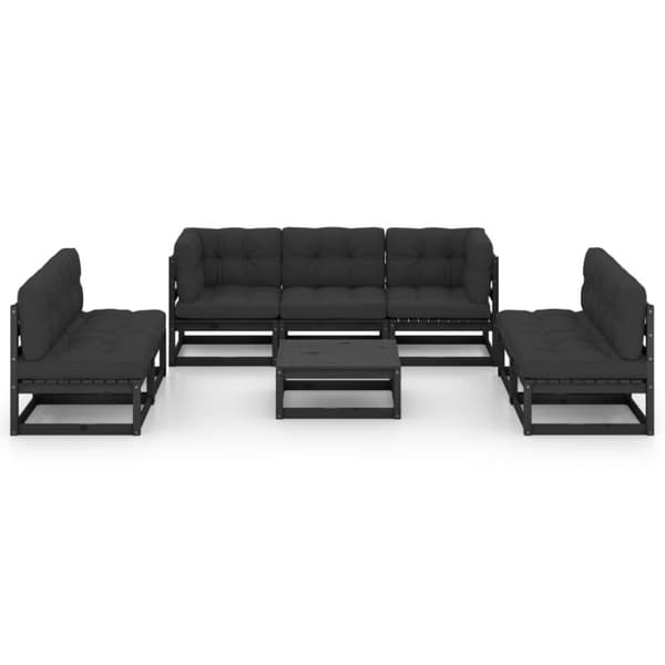 vidaXL Hagesofagruppe med puter 8 deler heltre furu