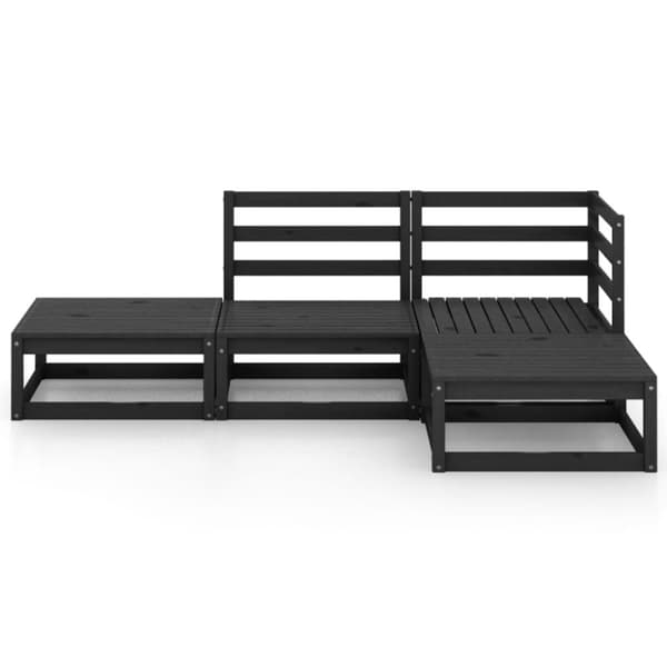 vidaXL Hagesofagruppe 4 deler svart heltre furu