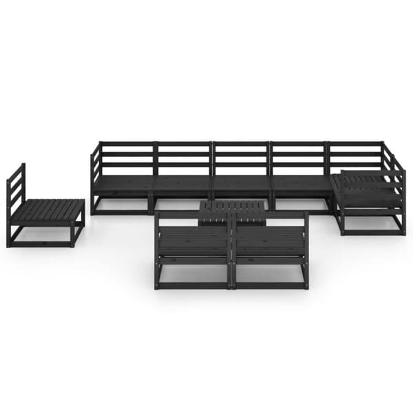 vidaXL Hagesofagruppe 10 deler svart heltre furu