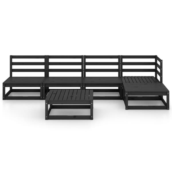 vidaXL Hagesofagruppe 6 deler svart heltre furu