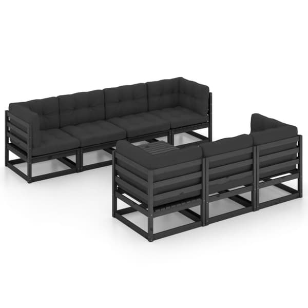 vidaXL Hagesofagruppe med puter 8 deler heltre furu