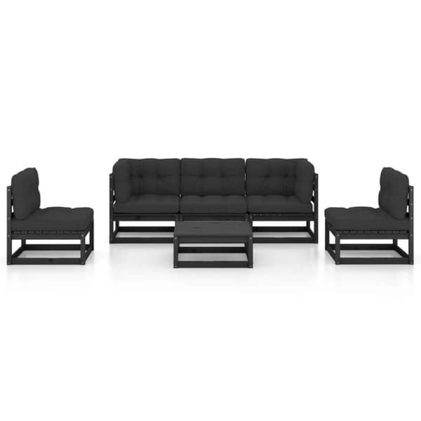 vidaXL Hagesofagruppe med puter 6 deler heltre furu