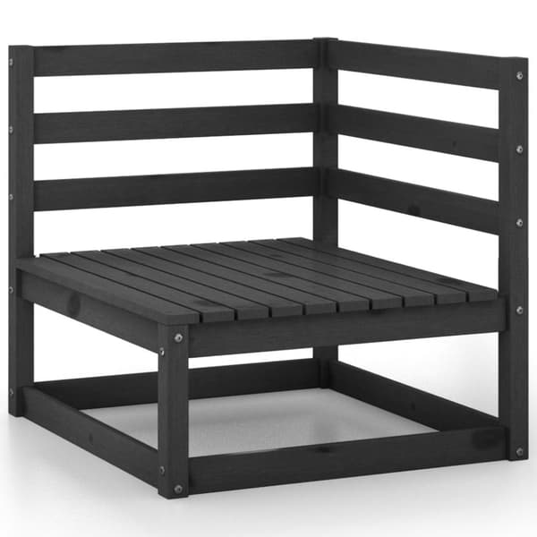 vidaXL Hagesofagruppe 9 deler svart heltre furu