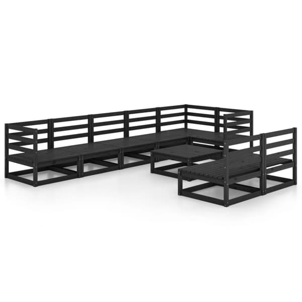 vidaXL Hagesofagruppe 9 deler svart heltre furu