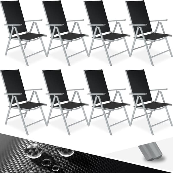 Klapstol i aluminium 8 stk. - sølv