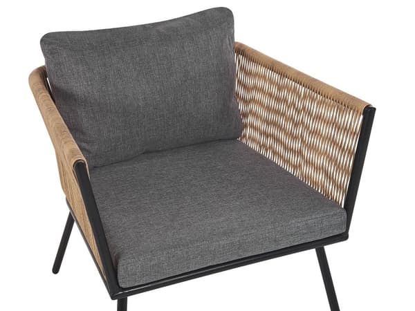 Bistrosetti vaaleanruskea harmaa kahdelle polyrottinki teräs pehmusteet 2x tuoli pieni pöytä boho moderni